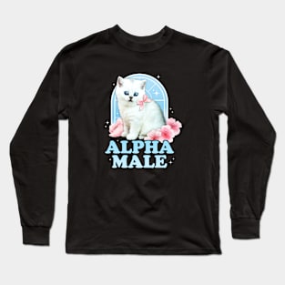 Alpha Male Funny Cat Kitten y2k 2000s Aesthetic Harajuku Long Sleeve T-Shirt